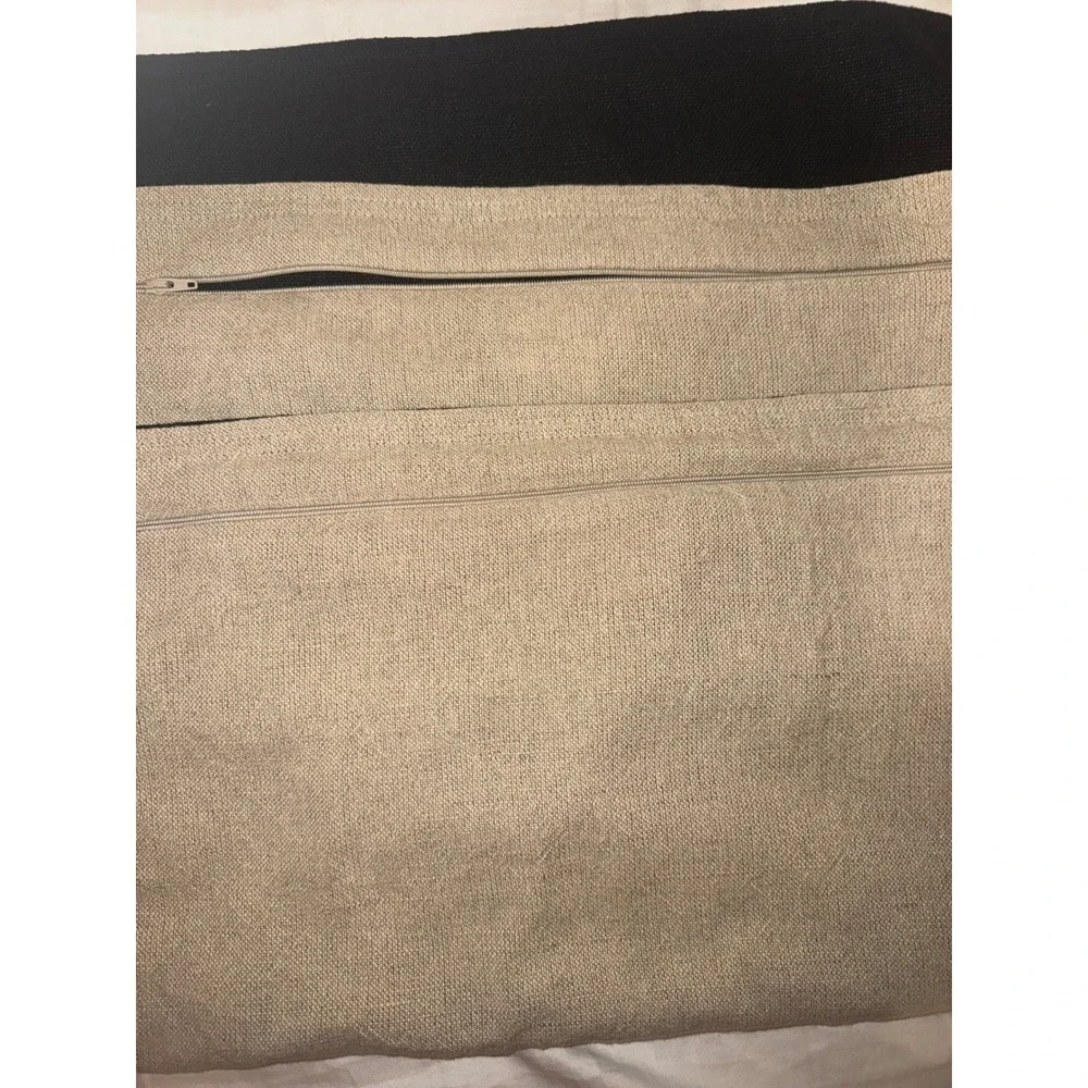 2 Crate & Barrel Laundered Linen Pillow Covers 20x20 Ink Black Square Textured